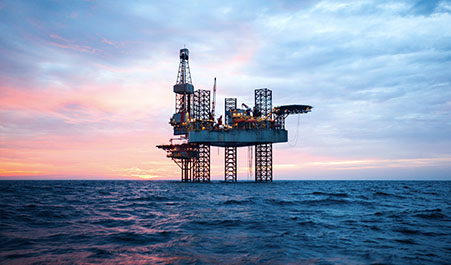 oil rig at sunset